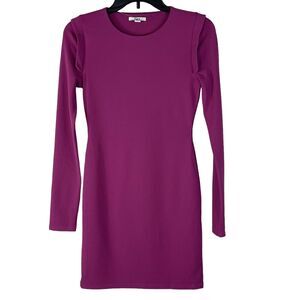 Bar III X-Small Mini Dress Sheath Long Sleeve Stretch Lined Round Neck Purple